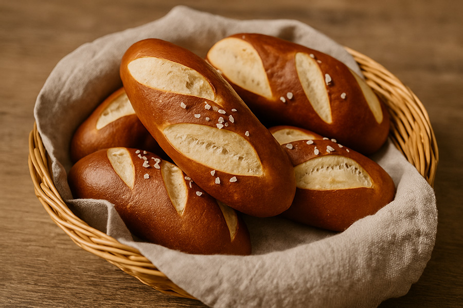 Laugenweckle Laugenweckle in einem Brotkorb